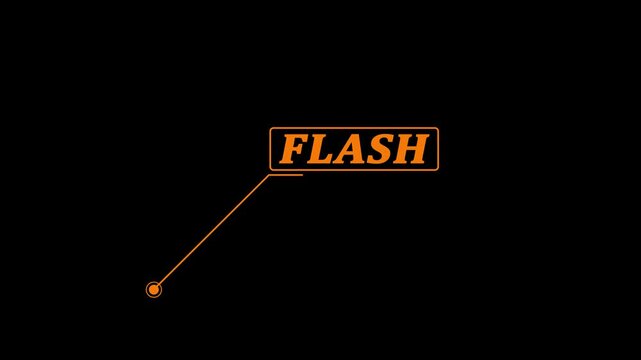 Flash text animation with HUD elements. HUD elements rectangle frame with Flash text type mood motion graphics. Box for Technology Interface 4k video.