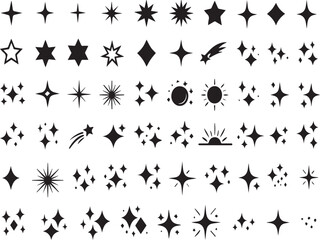 Fototapeta premium Diverse star icon collection on transparent background for design and decoration