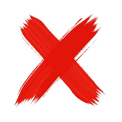Obraz premium A red brush stroke X symbol.