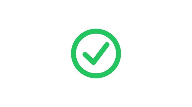 Vector illustration of a vibrant green checkmark icon enclosed in a circle, signifying approval, task completion, and success status for user interface design and digital feedback