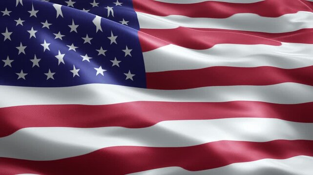 United States Flag Seamless Loop Animation, Stars and Stripes Waving Fabric