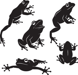 Obraz premium Black silhouettes of frogs in various poses