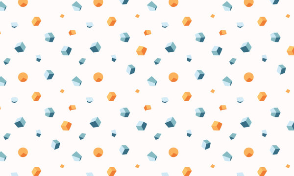Seamless abstract isometric crystal pattern, minimal geometric 3D cube background