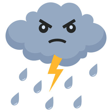 Angry Storm Cloud Icon Thunder Weather Illustration