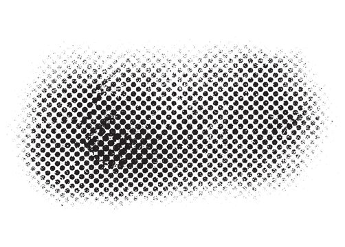 Black Halftone Dot Grunge Texture Pattern on White Background