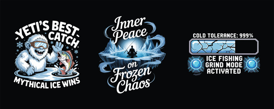 Yeti Ice Fishing Inner Peace Frozen Chaos Cold Tolerance 999 Percent mythical creature bigfoot