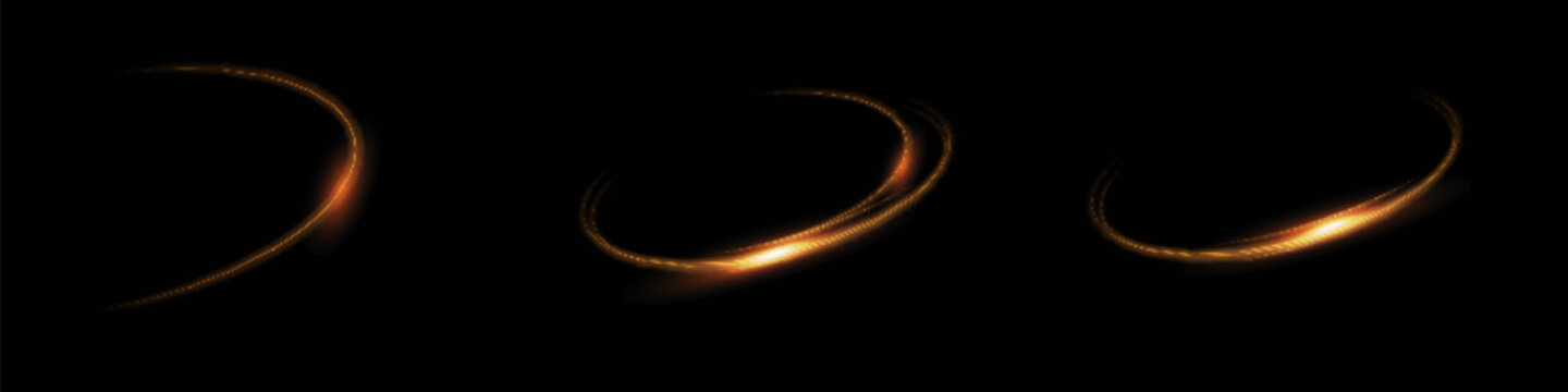 Curve golden line light effect. Smooth holiday light line with lighting effects. Light cool whirlwind. curve light effect.
