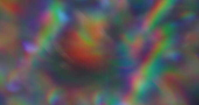 Blur prism light. Holographic flare. Colorful kaleidoscopic beam crystal glass reflection. Fluorescent rainbow twinkle abstract background.