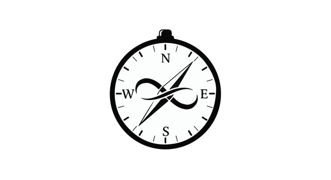 Compass with an infinity symbol needle represents endless direction and guidance.