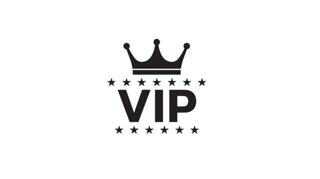 Crown with stars and VIP text in black, representing exclusivity and status, ideal for premium branding or event invitations.