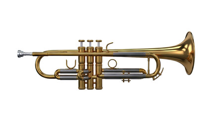 Naklejka premium Golden Trumpet on a White Background
