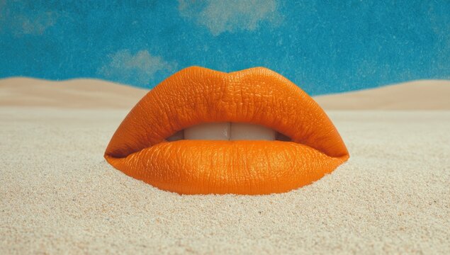 Orange Lips in the Sand Desert.