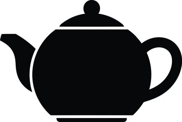 Obraz premium Black silhouette of teapot with lid and handle against transparent background graphic