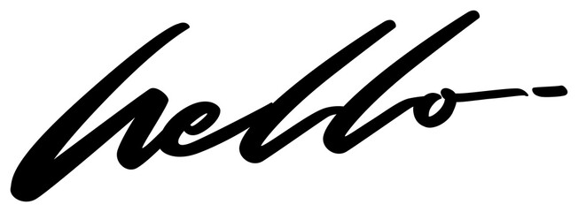 Hello Handwritten Script Collection - Brush Lettering Greetings, Calligraphy Stickers on Black Background © Dicky