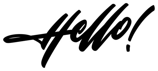 Hello Handwritten Script Collection - Brush Lettering Greetings, Calligraphy Stickers on Black Background © Dicky