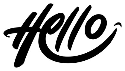 Hello Handwritten Script Collection - Brush Lettering Greetings, Calligraphy Stickers on Black Background © Dicky