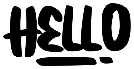 Hello Handwritten Script Collection - Brush Lettering Greetings, Calligraphy Stickers on Black Background © Dicky