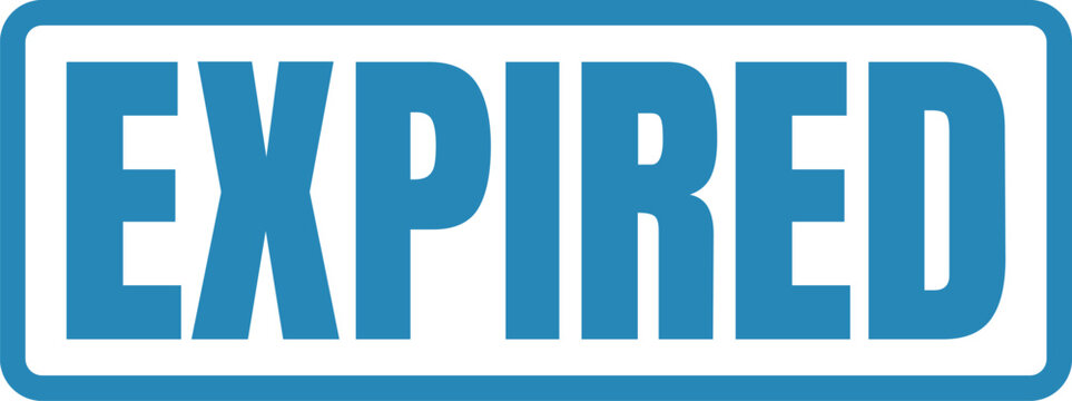 Blue expired label with bold text indicating an item's expiration status