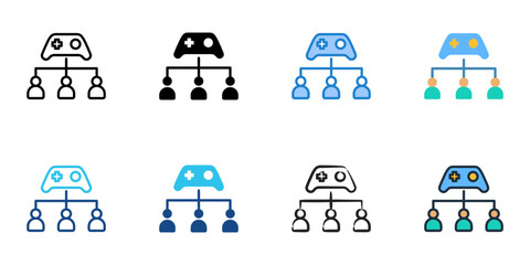 Multiplayer mode icons set multiple style collection. Editable stroke   © Gravisio