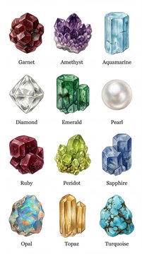 Traditional monthly birthstones