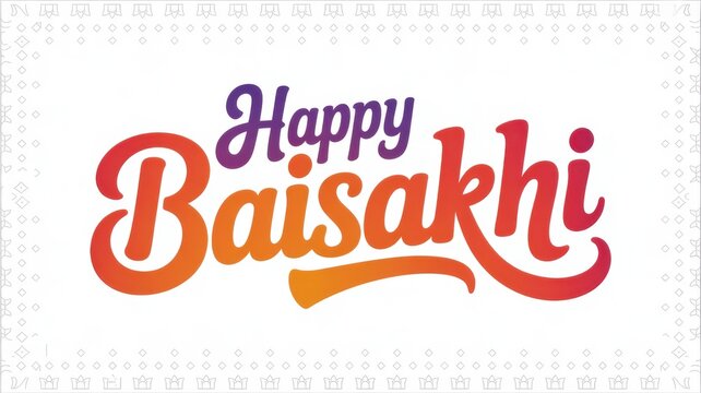 Happy Baisakhi greeting with vibrant gradient lettering and decorative border