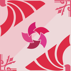 Fototapeta premium Elegant seamless geometric pattern featuring floral and petal motifs in shades of pink and vibrant red. A symmetric, modern design ideal for luxury textiles, wallpapers, and elegant packaging.