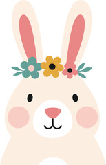 Fototapeta premium Cute Bunny Wearing Flower Crown.
