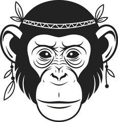 Orangutan face with tribal accessories. © Brian