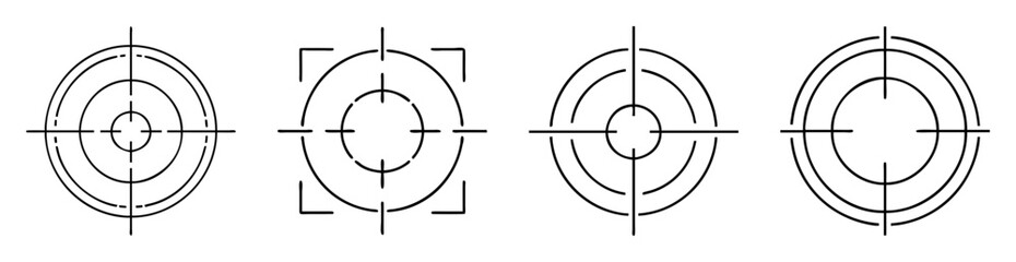 Various target crosshairs set in black and white in vector format