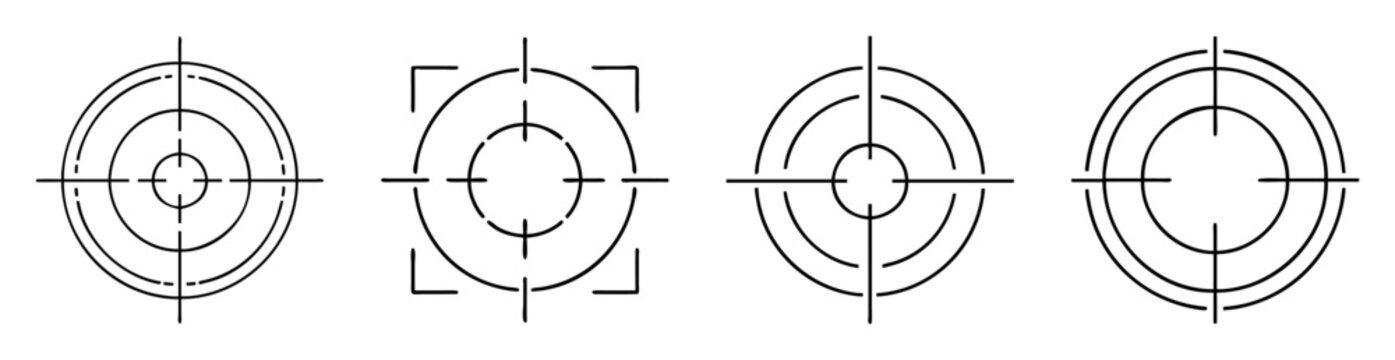 Various target crosshairs set in black and white in vector format