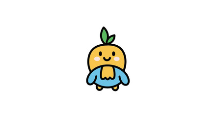 Obraz premium Smiling orange cartoon character with leaf.
