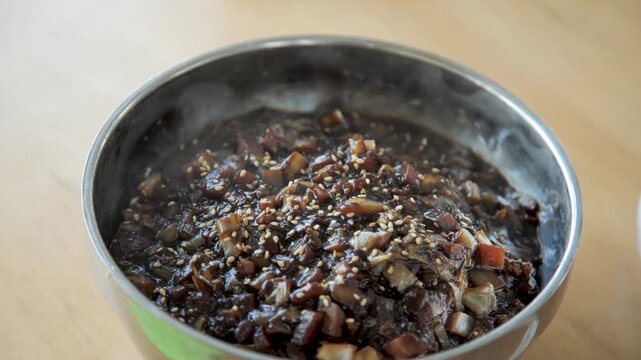 먹을것, 야채, 식사, 건강한, 그릇, 요리, 채식주의, 식당, 점심, 규정식, 맛있는, 미식가, 자장면, 짜장면