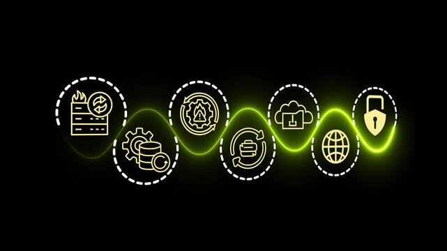 Disaster recovery concept on the transparent background. Restoring critical systems and restoration procedures. Motion graphics of disaster idea. 4k video animation.