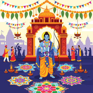 Hindu God Blue Skin Standing.