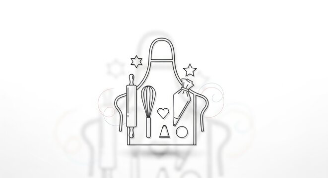 Baking Essentials - Apron, Rolling Pin, Whisk, and More.