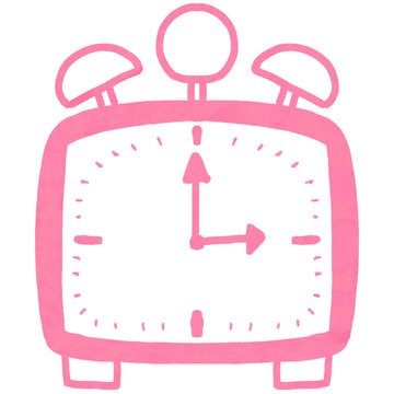 Pink Desktop Alarm Clock with Twin Bells Illustration