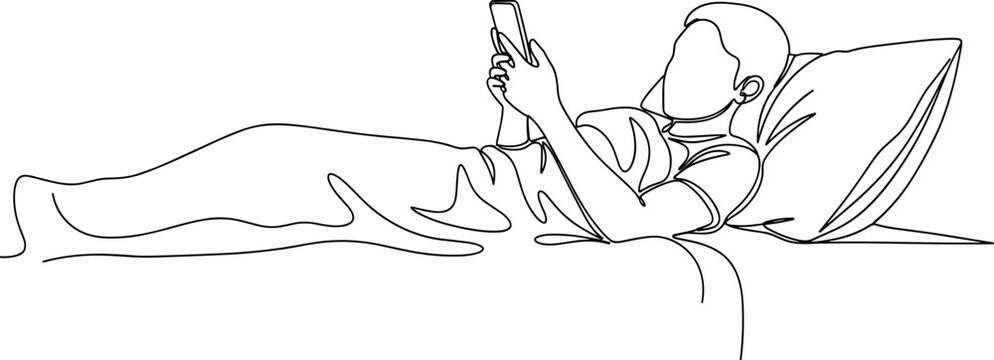 Person lying on bed with phone.