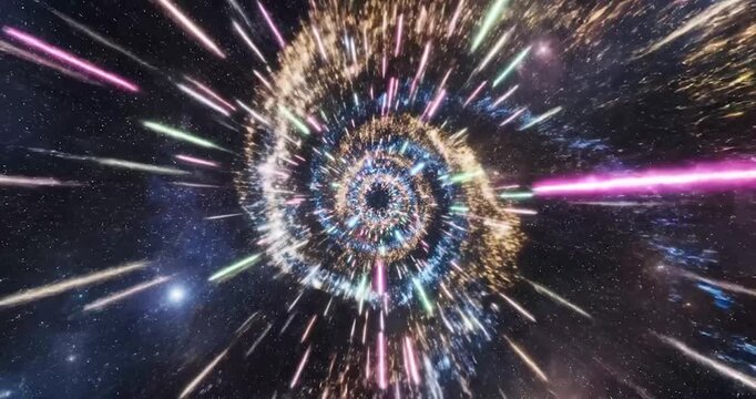 Abstract Warp Speed Tunnel with Glowing Light Streaks