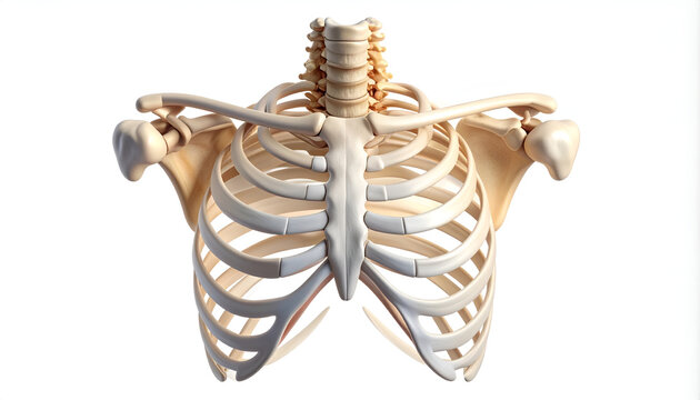 Human skeleton ribcage and spine model.