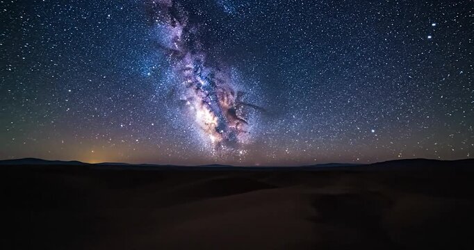 Milky Way Galaxy Over Desert Sand Dunes at Night