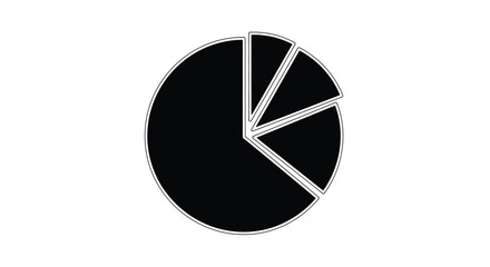 Simple black and white pie chart showing unequal proportions of data