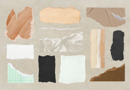 Torn Paper Collage Textures Element Set