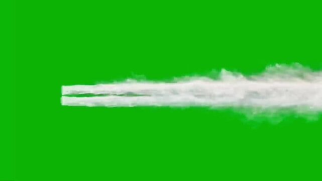 water trail or jet engine exhaust on green screen background for vfx 3d illustration