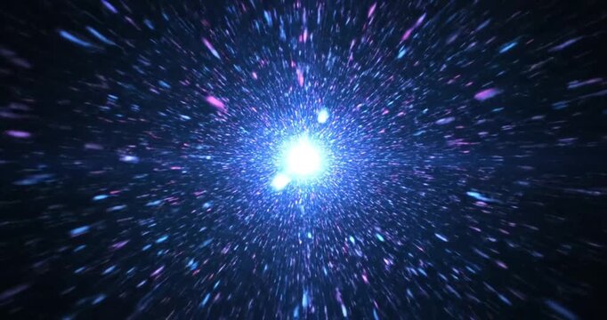 Abstract representation of a cosmic explosion with vibrant colors and dynamic movement in space