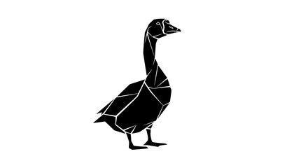 Geometric goose silhouette vector illustration polygon bird wildlife isolated on white background © Md Humaun