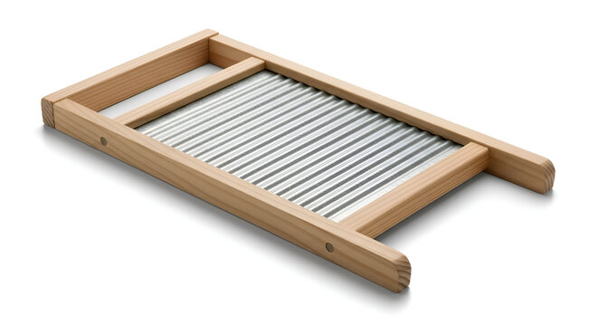 Wooden washboard on white background.
