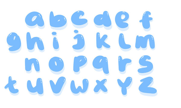 Blue water alphabet. Cute blue font for design design element.