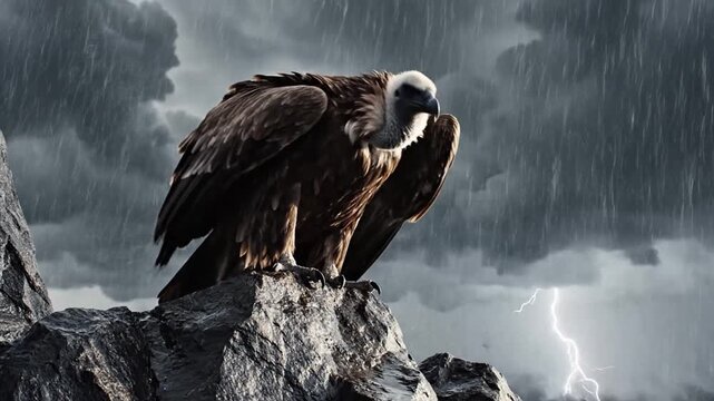 Vulture perched on rocky outcrop