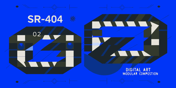 Abstract geometric design featuring the letters sr 404 and a stylized z