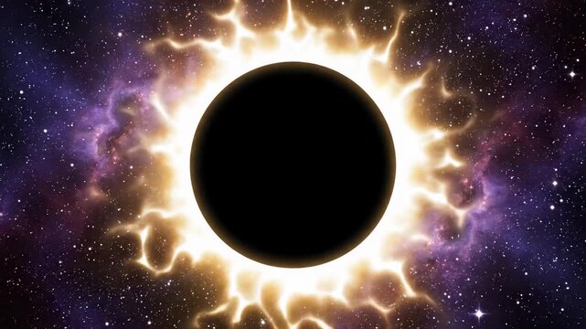 Solar eclipse in a starry galaxy background.